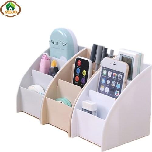 Msjo Desktop Organizer Plastic Storage Box Desktop Jewelry Boxes Pen Holder Remote Control Container Organizer For Desktop