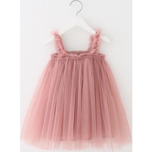 2021 Summer New Baby Girls Sling Dress Childrens Candy Colored Mesh Gauze Princess Birthday Sleeveless Dresses Kids Clothes
