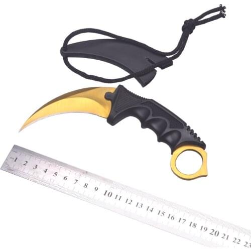 New Arrial CSGO Karambit Practical Outdoor Knives Counter Strike Knives Survival Fighting Camping Tools Gold Pattern