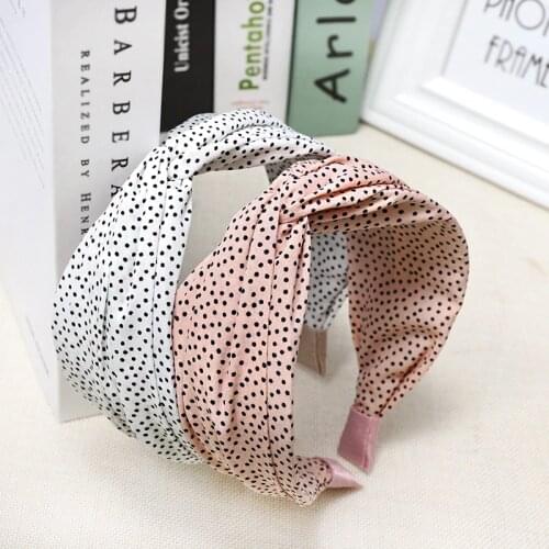 Korean Lady Chiffon Dot Pattern Knotted Headband For Women Elegant Hair Bands Hair Hoop Hair Accessories Fashion Hair Jewelry