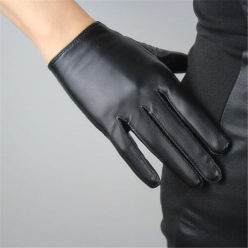 Touchscreen Gloves Female Genuine Leather Pure Sheepskin Short Style Black European Version Slender Fingers Woman Gloves TB72