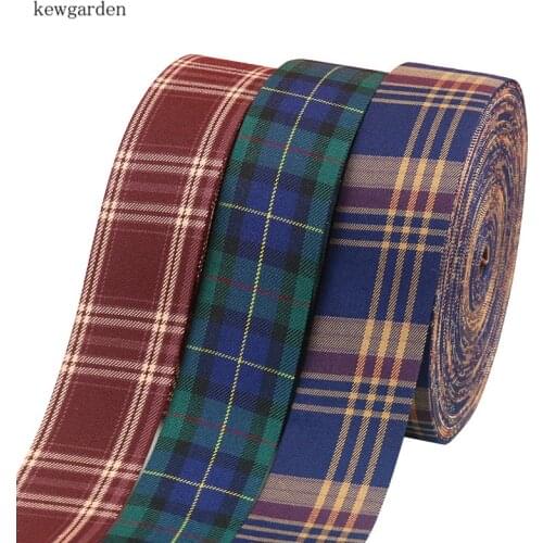 Kewgarden 50mm 25mm 15mm Plaid Layering Cloth Fabric Ribbon Handmade Tape DIY Bow Corsage Sewing Accessories Riband 10 Meters