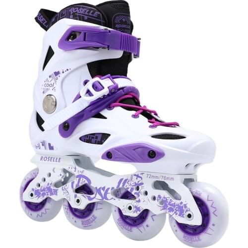 Original ROSELLE Roller Skates Shoes for Female Girls Woman Fashion White Purple Black 76mm 80mm Inline Skating Patins LED Shine