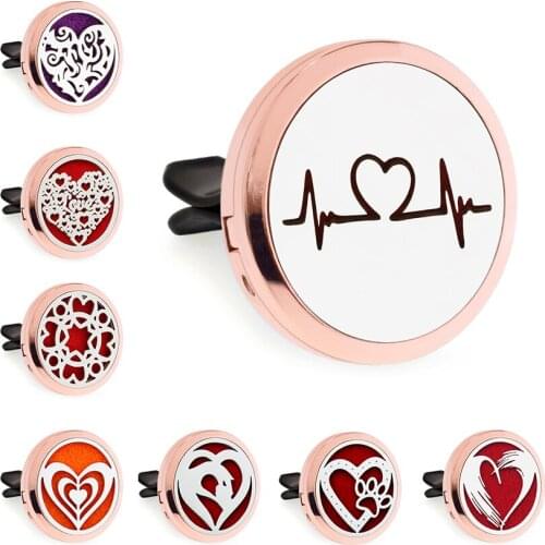 Rose Gold Heart Beating Baby Feet 30mm Magnet Open Essential Oil Car Vent Clip Perfume Diffuser Locket Free 10 Pads