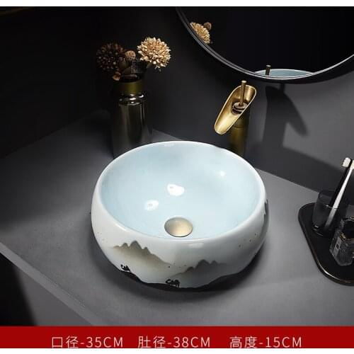 Hand painted freehand basin on stage art ceramic wash basin round wash basin characteristic hotel toilet single basin household