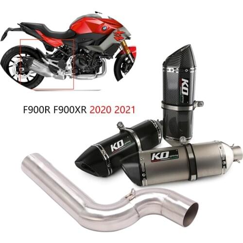 For BMW F900R F900XR 2020 2021 Exhaust Set Motorcycle Mid Link Pipe Slip On 51mm Muffler Escape Removable DB Killer Steel 470mm