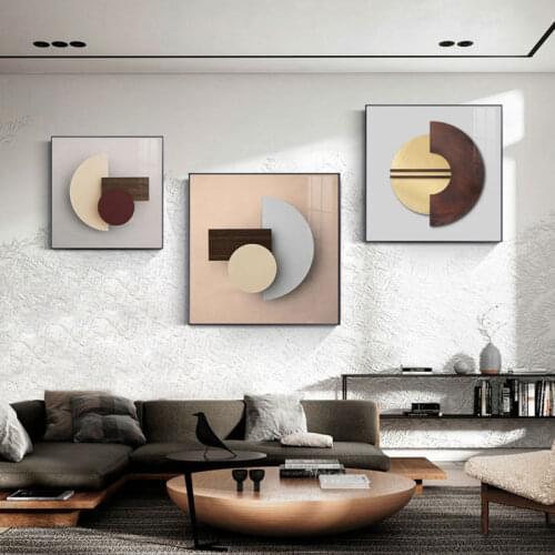 Modern Square Geometry Combination Posters Creative Mocaron Metal Color Canvas Painting Wall Art Picture for Living Room Bedroom
