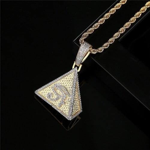 Triangle Egyptian Pyramid Pendant Necklaces Pave AAA Zircon Iced Out Illuminati Eye Of Horus Hip Hop Jewelry