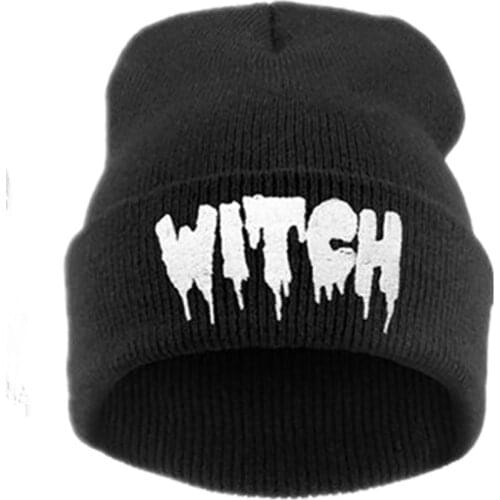 Unisex Hats Hip Hop Soft Warm Stretch Winter Beanie Witch Hat knitting Skullies Beanies for Gothic Girls Winter