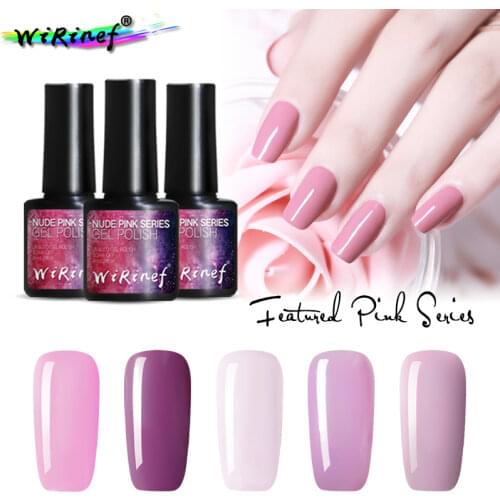 WiRinef Beauty Pink Series Colors Polish Varnish 5 Colors Soak-off UV Gel Long Lasting Gel Varnish Colorful Nail Art