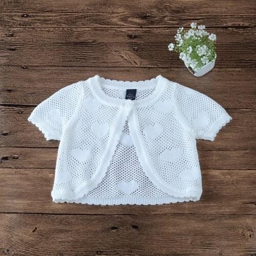 Thin Summer Girl Jacket Cardigan Shawl White Beach Coat 1 2 3 4 5 6 7 8 Years Old 2021 Kids Girl Clothes Clothes RKC194007