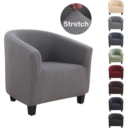 Jacquard Tub Chair Slipcover Pub Club Sofa Shield Fitted Single Armchair Barrel Chair Slipcover Stretch Elastic Solid Home Decor