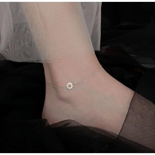 Fashion 925 Sterling Silver Daisy Flower Charm Bracelet & Bangle Anklet For Women Wedding Jewelry Accessories A164