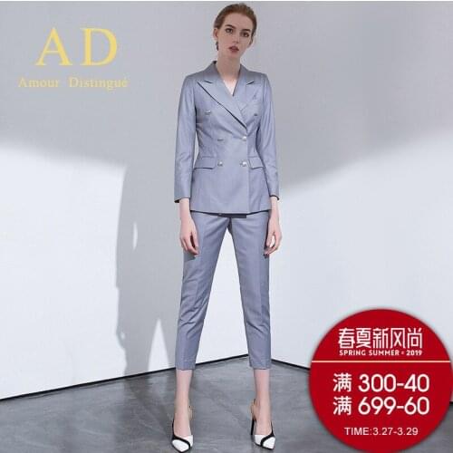 Womens office suits set professional female business lady suit plus size grey blazer pant designer tailor made 2019 free ship