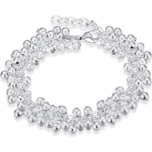 For women Silver color exquisite beads bracelet cute wedding party nice lady fashion charm jewelry birthday gift h232