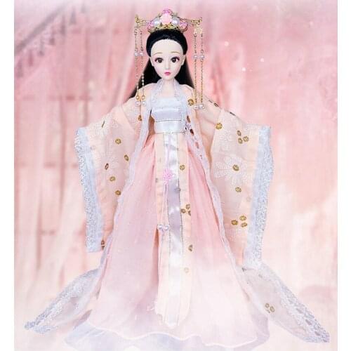 1/6 Scale 30cm Ancient Costume Queen Doll Joints Body Fairy Dress Pink Princess Dolls Figure Vinyl Model Kids Toy Gift For Girls