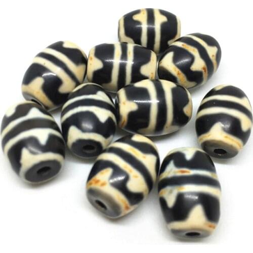 10pcs/lot Daluo Beads Natural Agate Tiger tooth 8mm*16mm Amulet Tibetan Dzi Beads Loosing Beads for Bracelet and Necklace Making