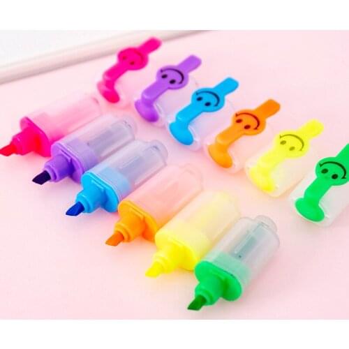 6 Colors Cute Mini Pastel Highlighters Pen Set Kawaii Fluorescent Art Marker Pen For Kids Gift Korean Stationery School Supplies