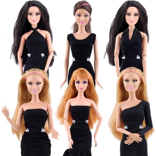 Black Dress Chic Doll Clothes for Barbie Doll 30cm 1/6 Doll Clothes Body Suit 18Inch Doll Accessories Girls Toys Wedding Attire