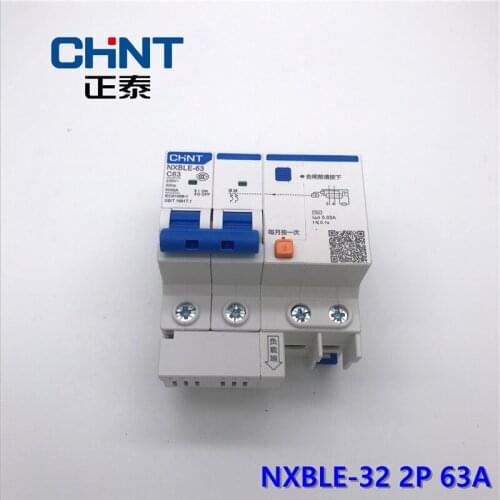CHNT Miniature Leakage Circuit Breaker DZ47LE NXBLE-63 Type C 2P 40A 50A 63A Household Air Switch CHINT RCBO