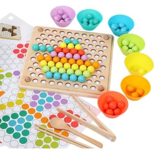 Wood Multi-function Bead Puzzle Game Kids Montessori Educational Toy Clip Beads Wooden Toys For Children Learning Gifts