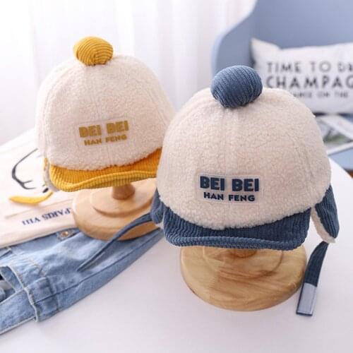Baby Hat Cartoon Ear Flap Soft Cap Baseball Caps Faux Fleece Headwear Winter Children Sunshade Sun Sat Kids Snapback Cap 2020