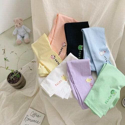 Spring Summer Kids Leggings Pants 2021 New Toddler Girl Cartoon Print Skinny Pants Baby Cropped Trousers Baby Girls Cotton Pants