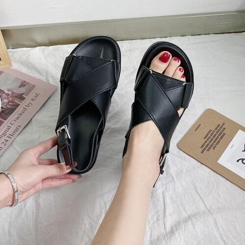 2021 Summer Wedge Espadrilles Women Sandals Open Toe Gladiator Sandals Women Casual Women Platform Sandals Cool Black Flat Shoes