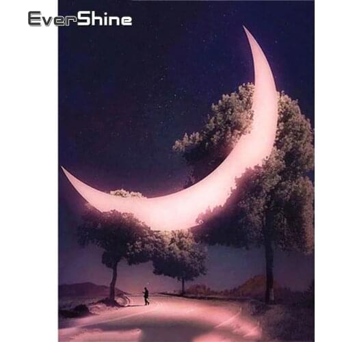 EverShine Diamond Painting Full Square Moon Diamond Mosaic Landscape Cross Stitch Picture Rhinestones Home Decor New Arrivals
