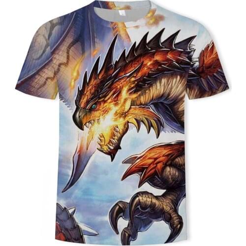 Mens T-Shirt Digital Printing Bizarre Animal Pictures Leisure Sports Parent-Child Wear Round Neck Short-Sleeved Oversized Top