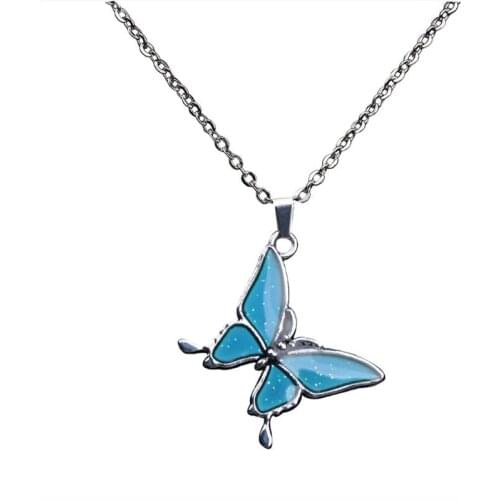 Butterfly Color Change With Temperature Necklace Butterfly Magic Emotion Feeling Mood Pendant Necklace Jewelry