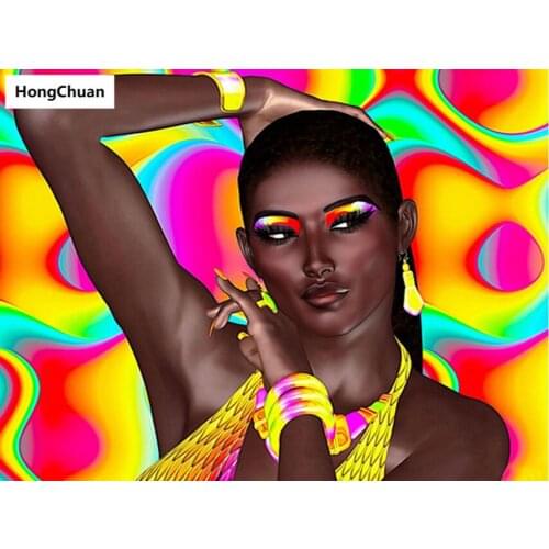 Fast delivery 5D DIY square/round diamond painting "African Fashion Beauty" mosaic diamond cross stitch home decoration art gift