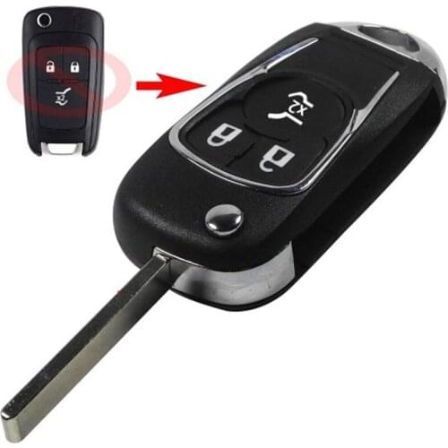 KEYECU 3Button Folding Remote Car Key Shell Case HU100 Uncut Blade for Chevrolet Opel