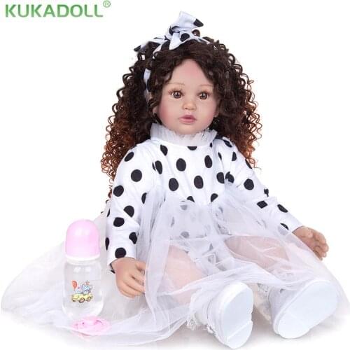 KUKADOLL 60CM Fashion Reborn Baby Doll Soft Touch Baby Toddler Cloth Body Reborn Newborn Doll Baby For Children Birthday Gifts
