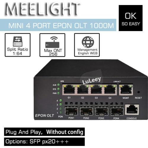 2021 mini OLT optical fiber equipment FTTH security monitoring network 4EPON port switch English WEB network management