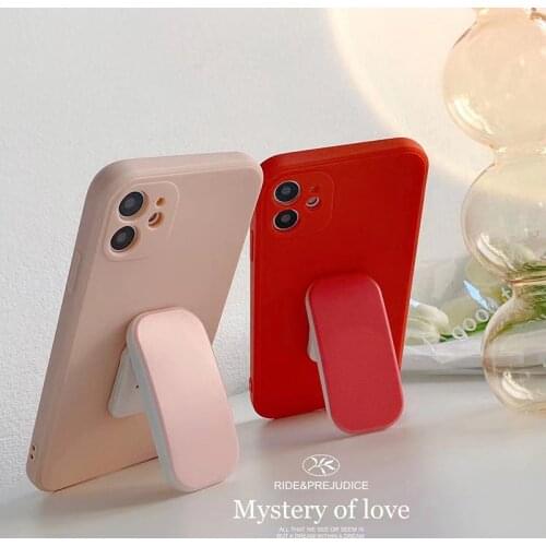 Fashion Korea Folding Bracket Ring soft silicone phone case for iPhone 11 12 Pro Max Mini XR X XS 7 8 Plus SE 6 6S Stand Cover