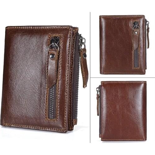 2020 Men Wallets Fashion Short Desigh Zipper Card Holder Men Leather Purse Solid Coin Pocket High Quality Male Purse