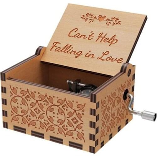 Hand Cranked Engraved Music Box - Can't Help Falling In Love Mini Musical Box Toy