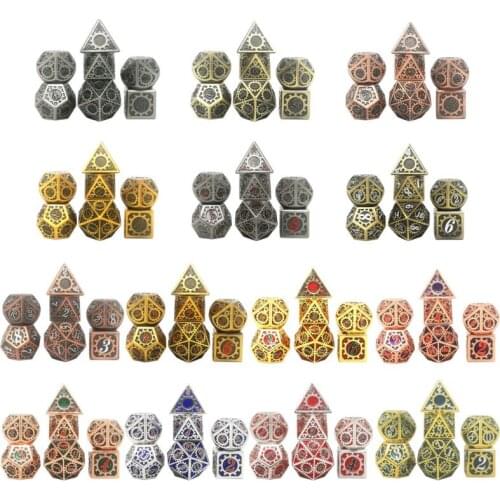 Metal Dice Set D&D Metal Polyhedral Dice Set DND RPG Role Playing Games Board Game D4 D6 D8 D10 D12 D20