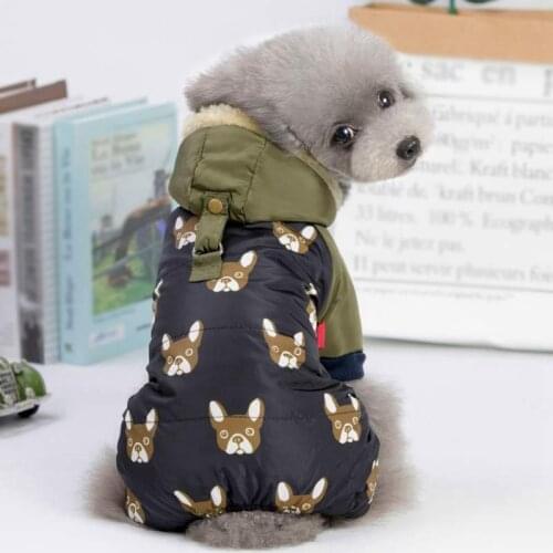Pet Dog Clothes Autumn And Winter Warm Four-legged Jackets with Buckle Fashion Printed Cat Dog Clothing