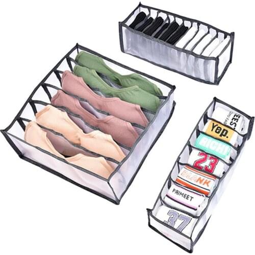 6/7/11 Grids Closet Organizer For Socks Dormitory Home Separated Underwear Storage Box Bra Organizer Foldable Drawer Organizer
