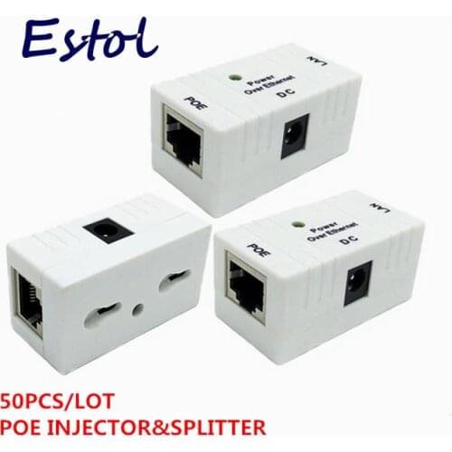 New Hot sale 50PCS/LOT RJ45 Connector POE Splitter Injector For CCTV Security system IP Camera Power over Ethernet Adapter
