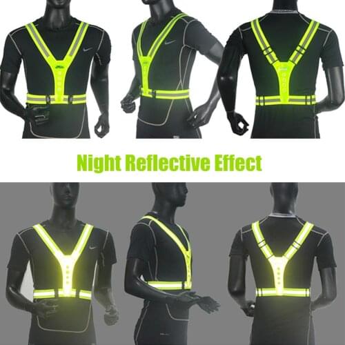 Adjustable Vest For Sports Reflective Vest Elastic V-shaped Illuminated Reflective Vest For Night Running Motorcycle Cycling