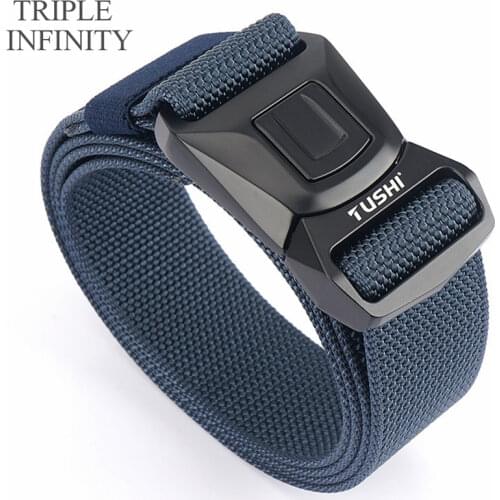 Nylon Men Belt Quick Release Metal Pluggable Buckle Tactical Designer Belts For Trousers Durable Comfortable Male Fabric Belt