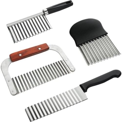 Stainless Steel Potato Chip Slicer Dough Vegetable Fruit Crinkle Wavy Slicer Knife Potato Cutter Chopper French Fry Maker WB 054