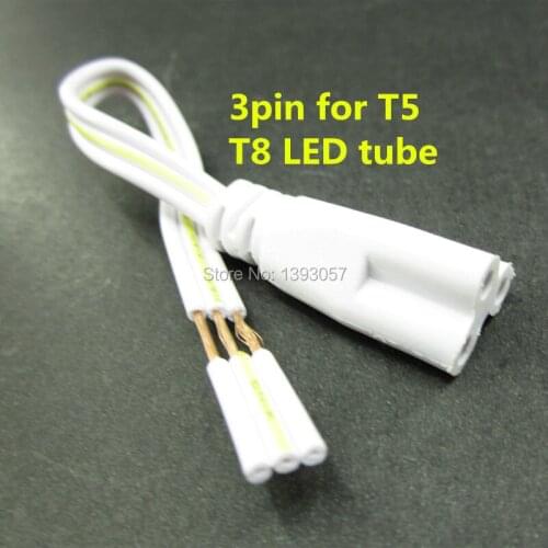Fluorescent Lamp Connector Cable Female Plug Copper Cord 3 Pin 15cm For T5 T8 LED Tube Connecting