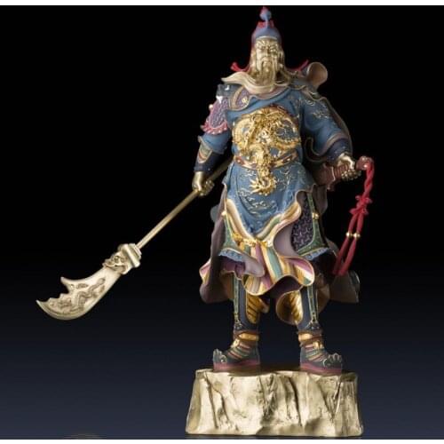 81 cm Chinese Art Deco Pure Brass Guan Gong warrior soldier decorate sculpture Decoration Home Furnishings Gift Statue