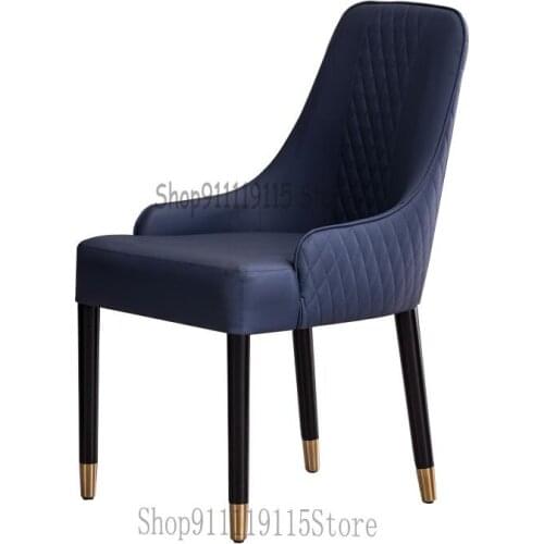 Light Luxury Dining Chair Post Modern Simple Nordic Solid Wood Family Hotel Dining Table Chair Restaurant Leisure Leather Back S
