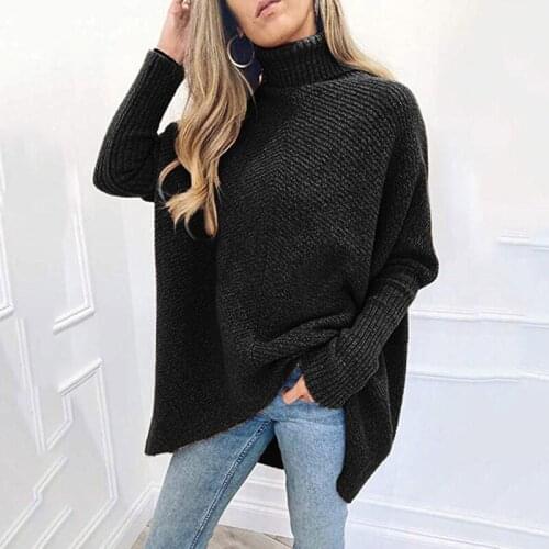Top Women Sweater Knitted Oversized Long Sleeve Jumper Sweet Turtleneck Knit Sweater Knitted Sweaters Pull Female Jumper
