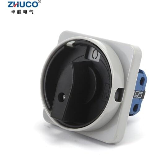 ZHUCO SZW26-20 2GS-H 68X68mm Panel 2 Positions 2 Poles 0-1 20A Rotary Cam Switch Power Cut-off Knob Isolation Master Switches